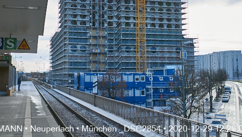 29.12.2020 - Baustelle Boardinghaus in Neuperlach am U- und S-Bahnhof Neuperlach-Süd