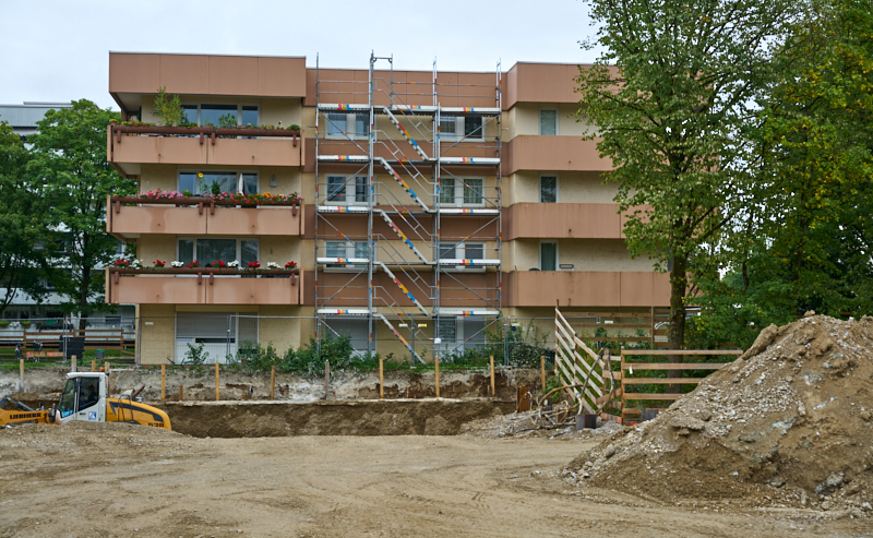 06.09.2019 - Aufstockungsbaustelle Oskar-Maria-Graf-Ring im September 2019