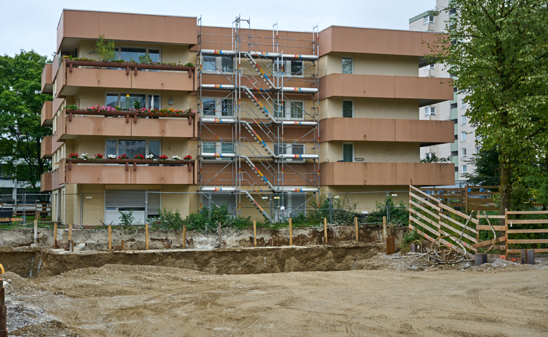 06.09.2019 - Aufstockungsbaustelle Oskar-Maria-Graf-Ring im September 2019